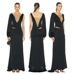 NEW Di Petsa Revolve Siren One Sleeve Lace-Up Evening Dress SZ M